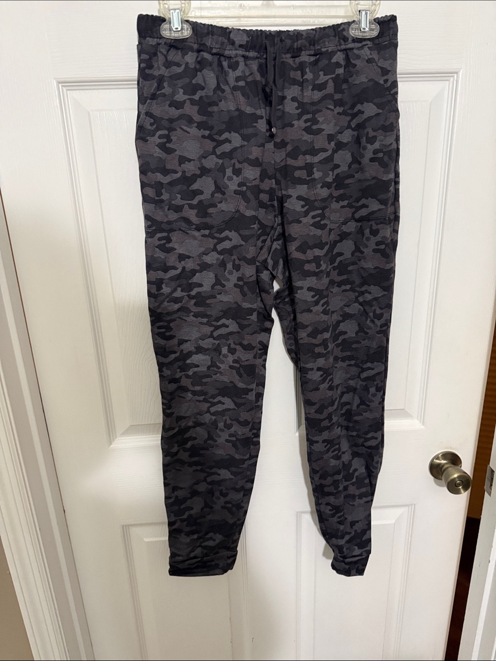 Max Studio Black and Gray Camo Sweatpants